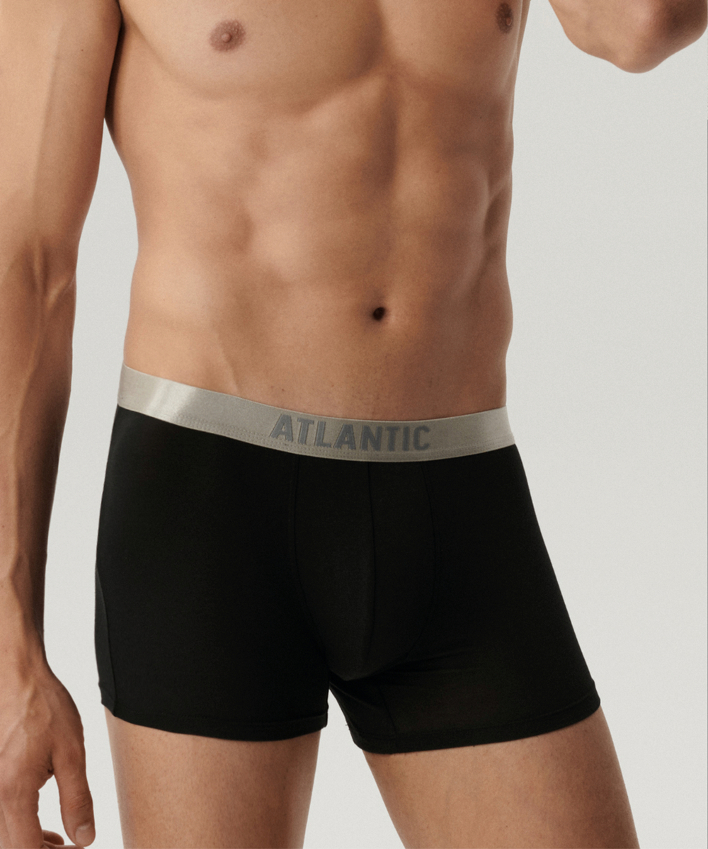 Мужские трусы шорты Atlantic, набор из 2 шт., хлопок, черные, 2BMH-012
