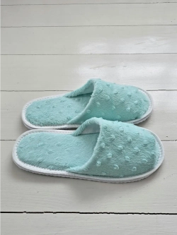 Тапочки велсофт открытые нежно-голубые