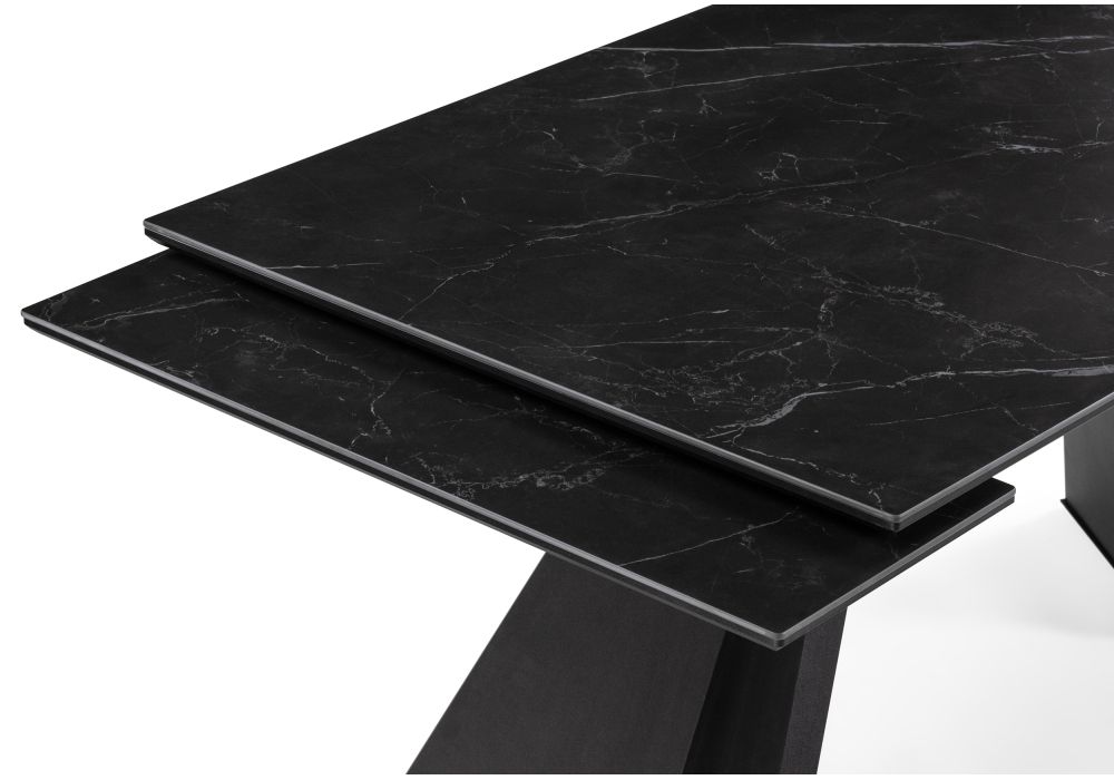 Керамический стол Ливи 140х80х78 черный мрамор / черный