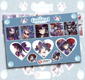 Стикерлист "Геншин Импакт - Сердечки" - Мона