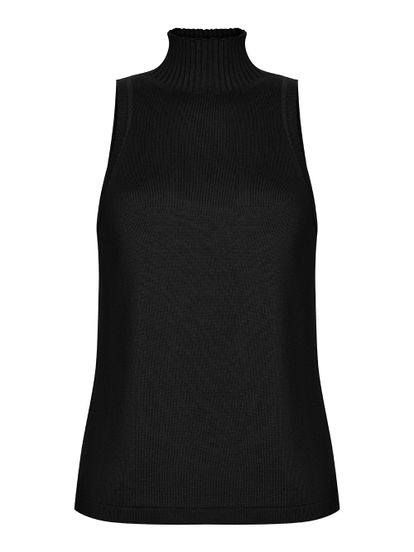 Женский свитер без рукавов черного цвета из шелка и кашемира - фото 1