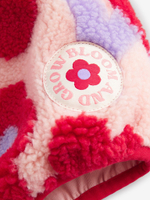 Куртка флисовая с капюшоном для девочки Next 378-119, Красный, Сиреневый, Бежевый