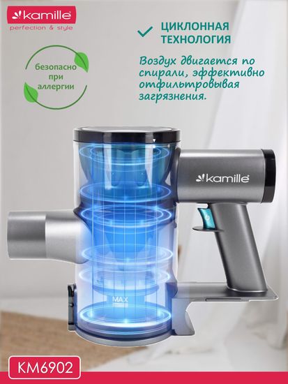 Пылесос беспроводной вертикальный 2 в 1 Kamille KM 6902