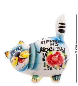 ГЛ- 372 Фигурка «Кот-Пузан» цв. (Гжельский фарфор)