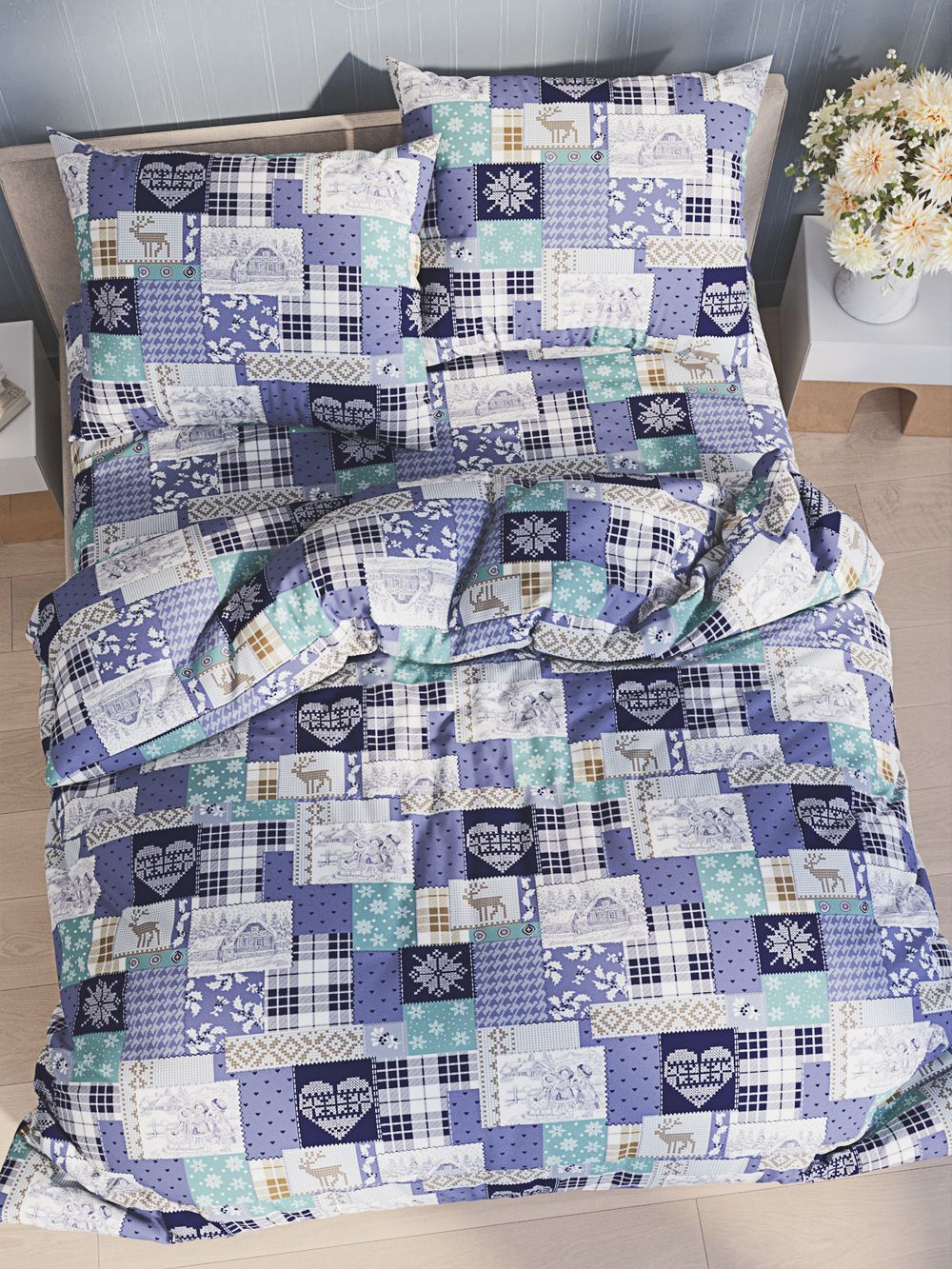 Простынь перкаль Сказка "Зимний пейзаж" 240x215 см