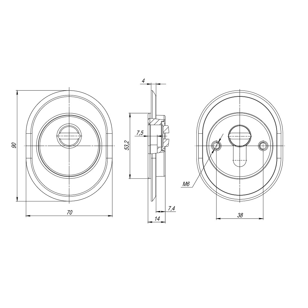 Накладка на цилиндр DEF.CRE-al/OV.9713 (A-9713) CP хром