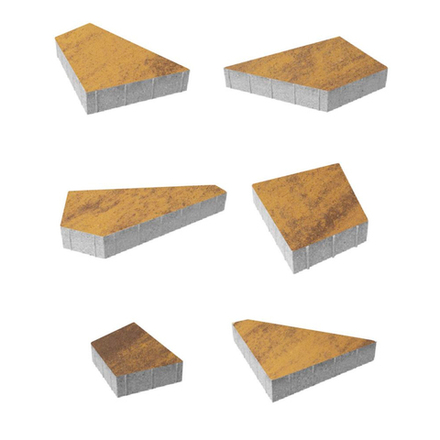 Тротуарная плитка ОРИГАМИ - Листопад гладкий Янтарь, комплект из 6 видов плит