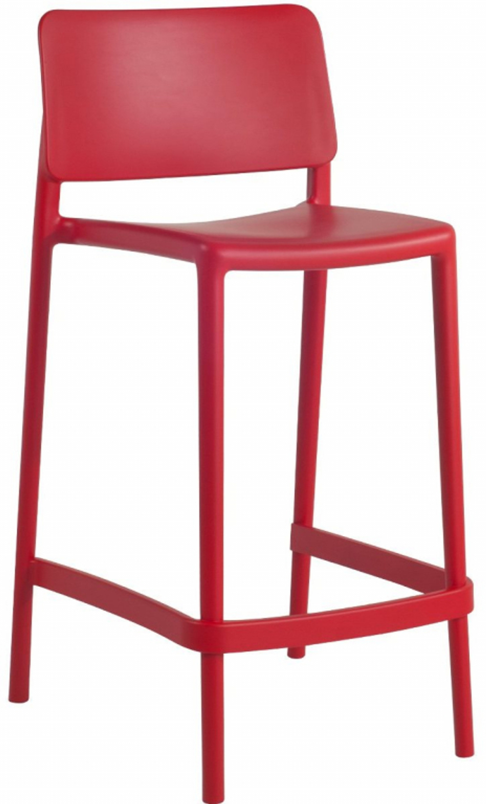 Стул пластиковый полубарный Papatya Joy-S Bar 65, красный
