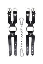 Черные кожаные наручники-браслеты из двух ремешков (Цвет: черный)