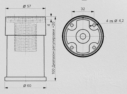 Опора пластиковая L-100, регулируемая