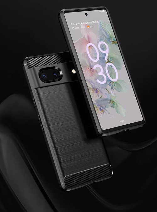 Чехол черного цвета в стиле карбон для телефона Google Pixel 7, серии Carbon от Caseport