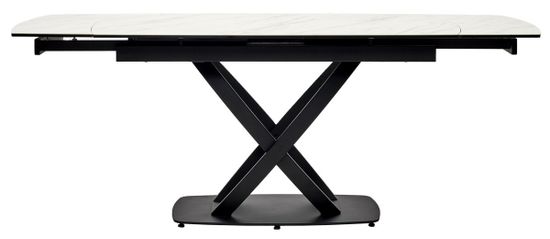 Стол FOGGIA 140 KL-99 Белый мрамор матовый, итальянская керамика/черный каркас