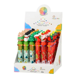 Ручка шариковая, автоматическая, 10в1, Basir, серия "Новогодняя", 10-ти цветная, с резиновой фигуркой, 36 шт