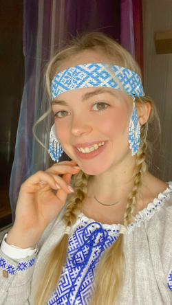 очелье из бисера (голубое)