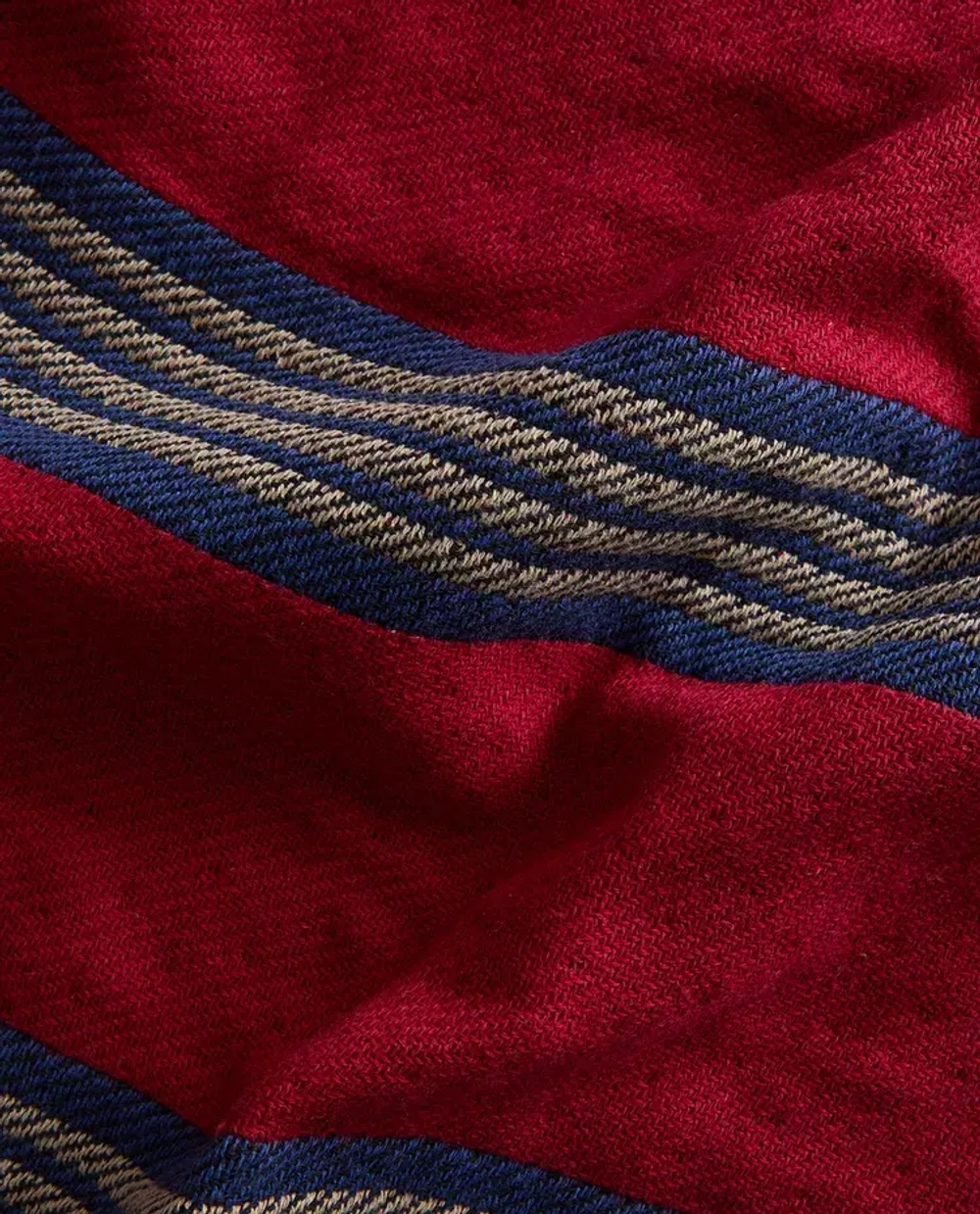 ZARA HOME ХЛОПКОВЫЙ ПЛЕД В ПОЛОСКУ, КРАСНЫЙ