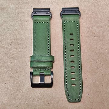 Ремешок 26 мм. Hemsut для Garmin натуральная кожа (Зеленый)