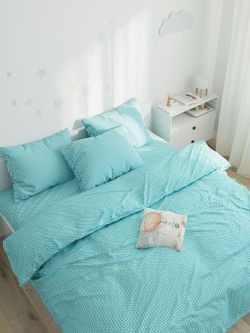 Пододеяльник Сказка "Вязание лазурное" 2-спальный на молнии 175х215 см, перкаль