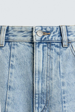 ZARA ДЖИНСЫ BALLOON FIT НА МОЛНИИ, ЗЕЛЕНОВАТО-СИНИЙ