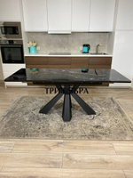 Кухонный раздвижной стол "Спайдер", чёрный мрамор