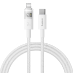 USB-C - Lightning Кабель Baseus Display 2 Charging+Data 20W 1-2m - Moon White