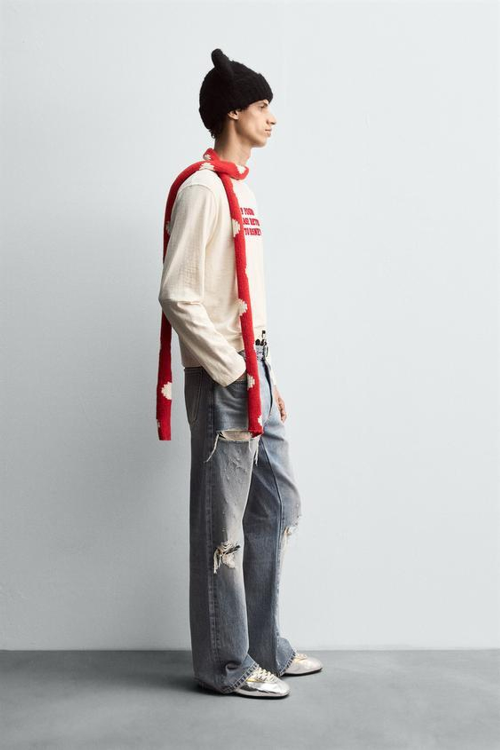 ZARA HARRY LAMBERT X DISNEY ФУТБОЛКА С НАДПИСЬЮ, ЭКРЮ