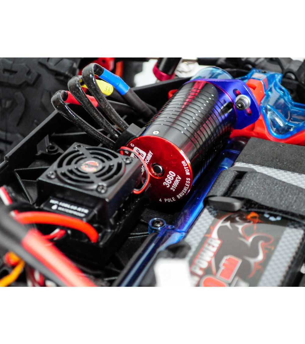 Радиоуправляемый монстр Remo Hobby Dinosaurs Master Brushless UPGRADE (красный) 4WD 2.4G 1/8 RTR