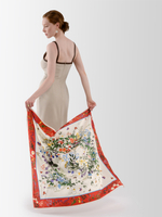 Платок «Русский полевой букет» красный 100% шёлк