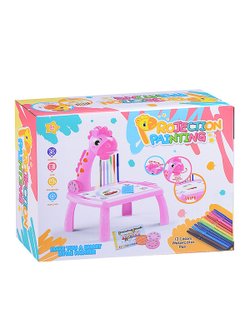 Доска для рисования Жираф с проектором (RFY222-6) розовая