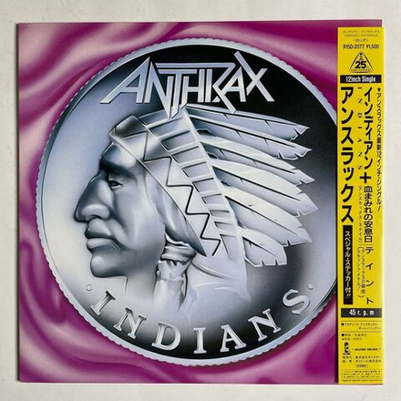 Винтажная виниловая пластинка LP Anthrax Indians (Japan 1987) (Obi) Maxi Single