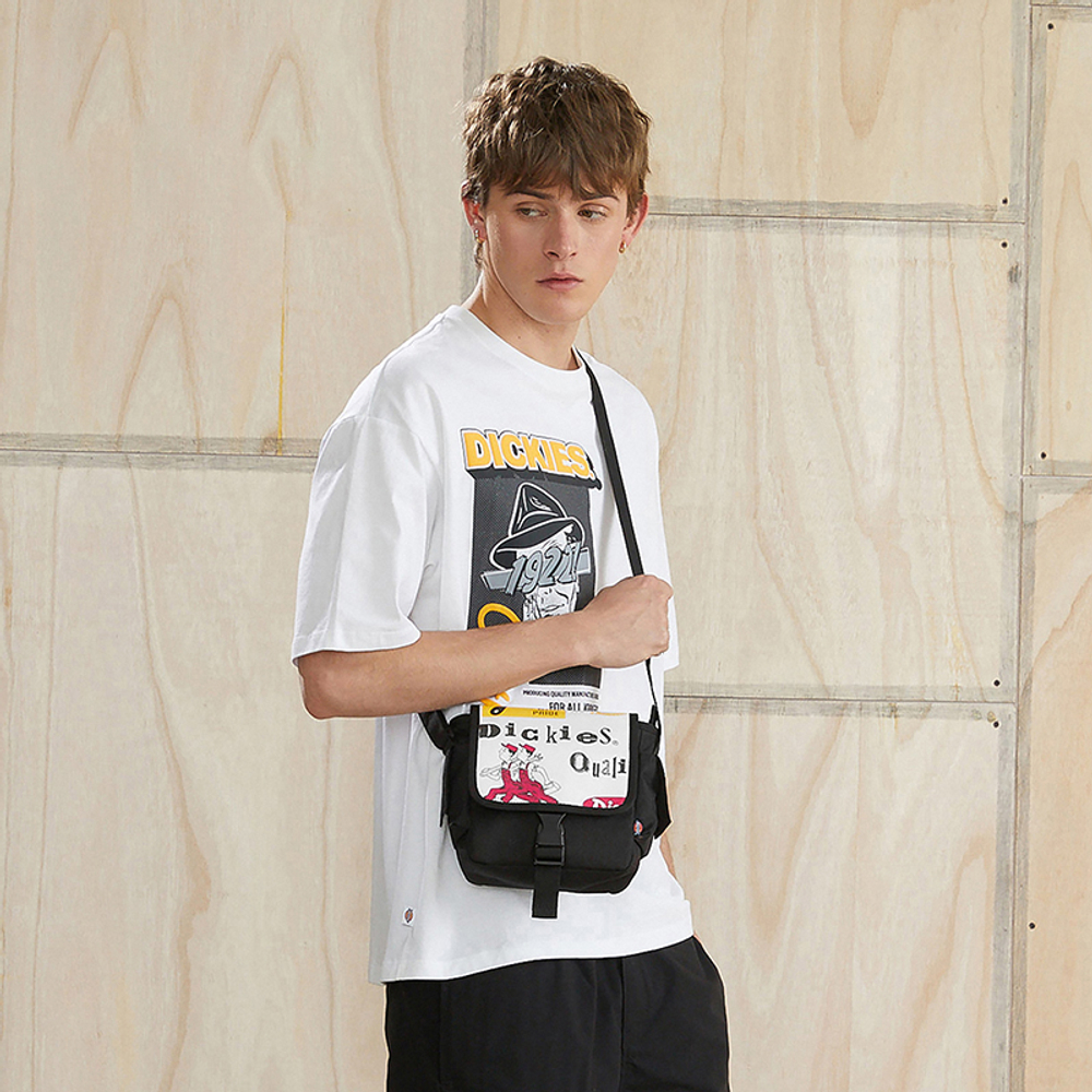 Dickies Nylon Fabric Crossbody Bag, Shoulder Bag Unisex Black White