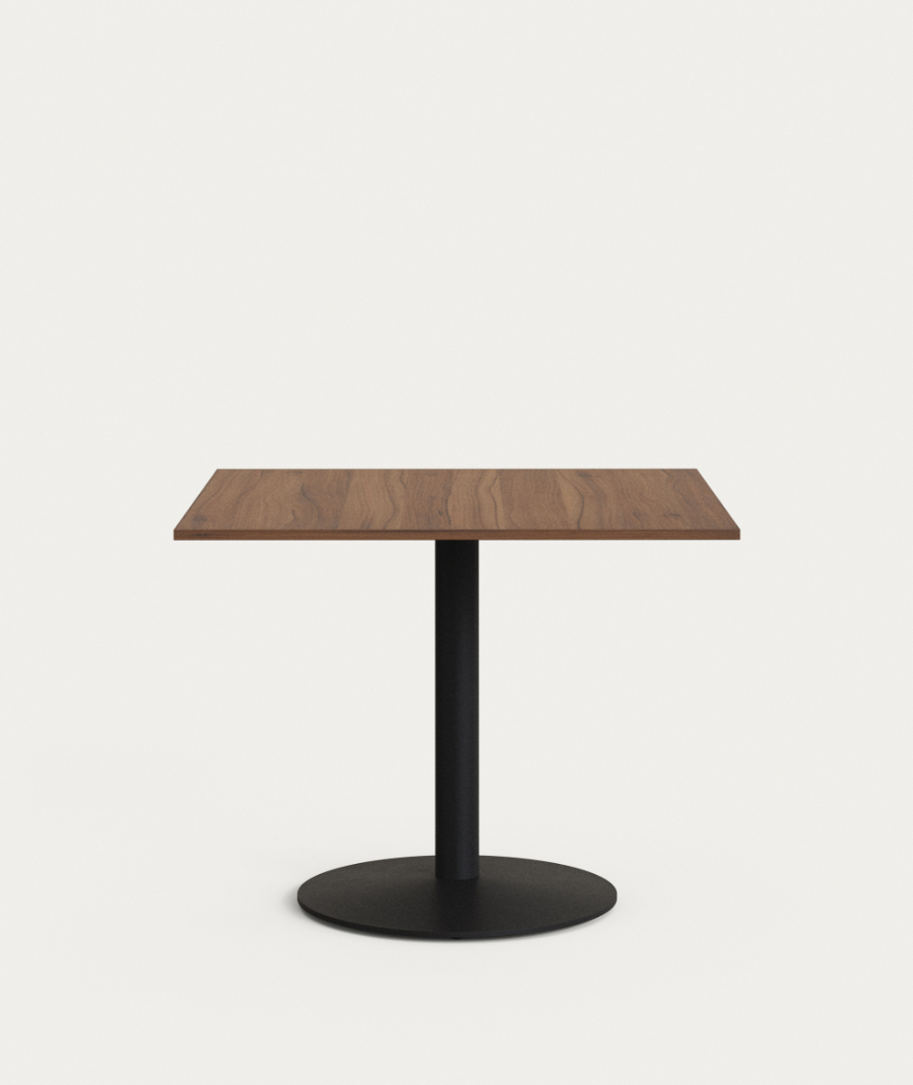 Esilda Стол с меламиновой отделкой под орех и черной металлической  ножкой