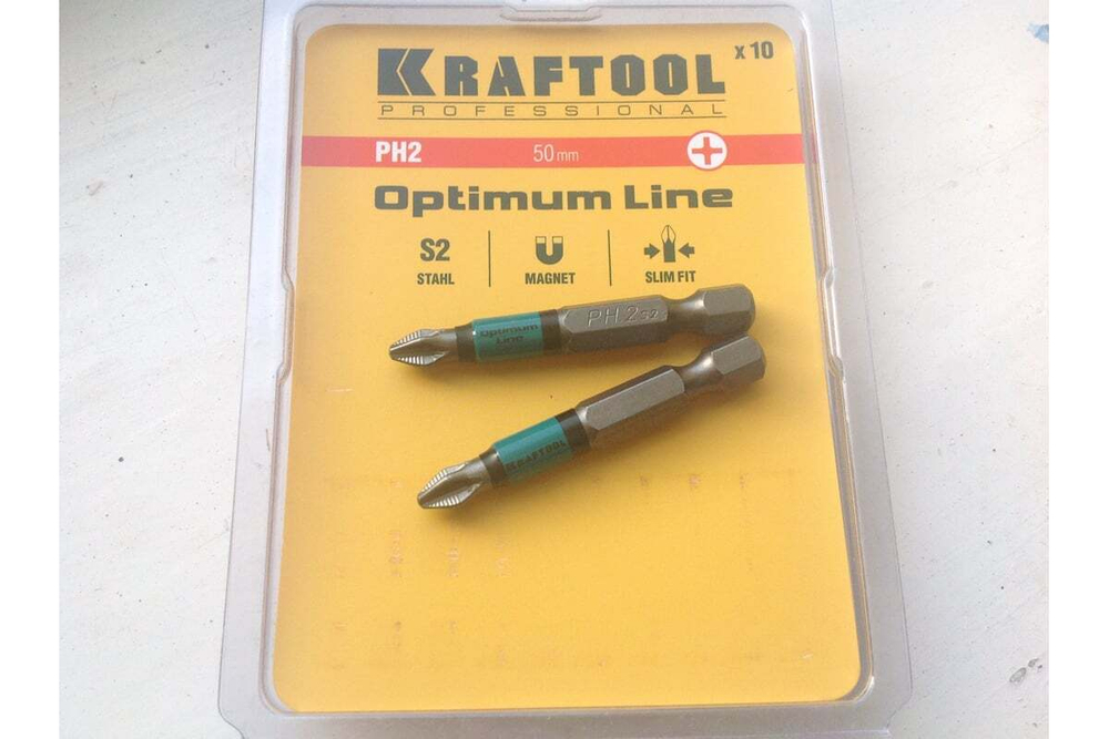 Биты KRAFTOOL Optimum Line PH2 50 мм, 10 шт. 26122-2-50-10 (цена за 1 шт)