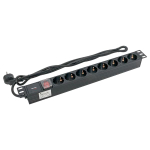 Блок розеток PDU TERACOM PRO 19" 1U 16А/250В 8 розеток Schuko с выключателем шнур питания длиной 2 метра сечение 3x1,5 мм2 вилка Schuko корпус пластик черный