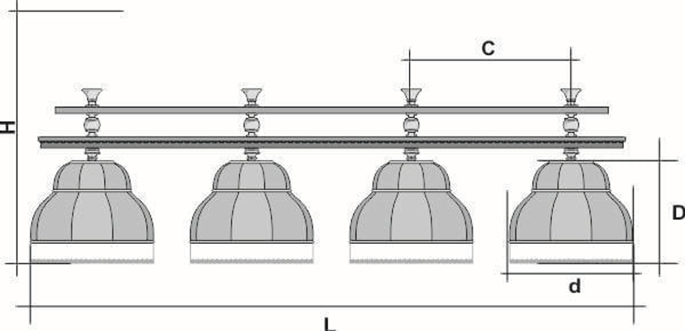 Лампа Лео II 4пл. клен (Авт. № 2,бархат зеленый,бахрома желтая,фурнитура золото)