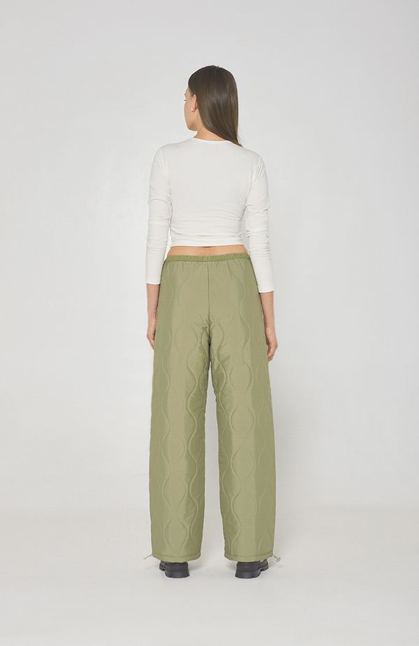 Брюки стёганые AT019 фисташковые - фото 2