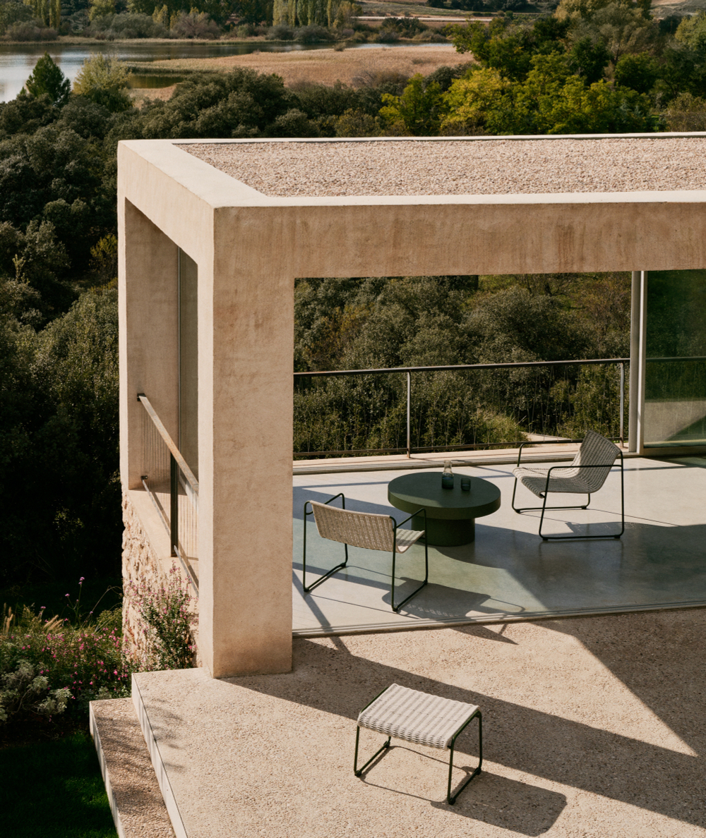 Кресло Maurina из оцинкованной стали зеленого цвета и серой веревки