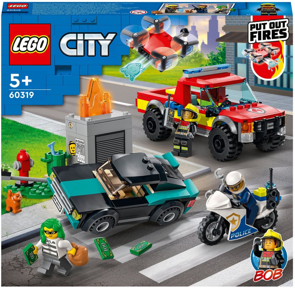 Конструктор LEGO City Fire 60319 Пожарная бригада и полицейская погоня