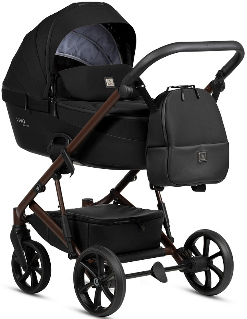 Детская коляска Tutis Viva 6 Plus Essential 3 в 1 с автокреслом Elo Lux EduSky Black 1612070 Caviar