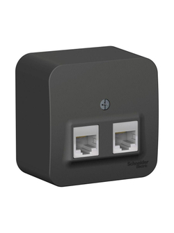 Розетка компьютерная 2-м ОП Blanca RJ45 кат.5E с изолир. пластиной антрацит SE BLNIA045456