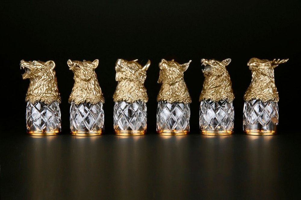 Набор стопок "Звери" в подарочной кейсе с художественным оформлением