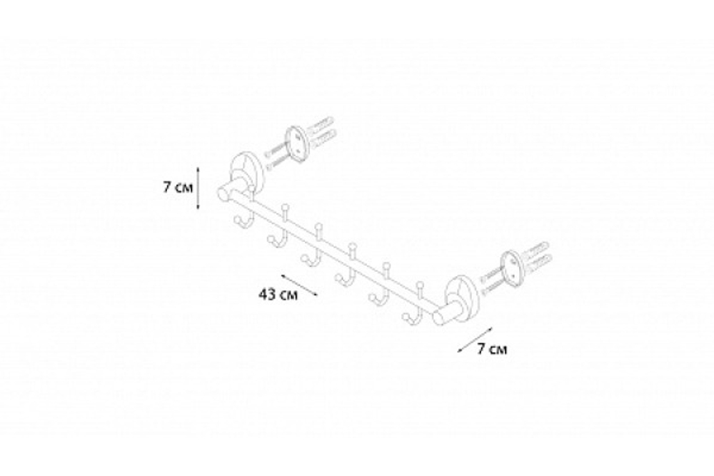 "EUROPA" Планка 6 крючков FX-21805-6 (к/к 10)