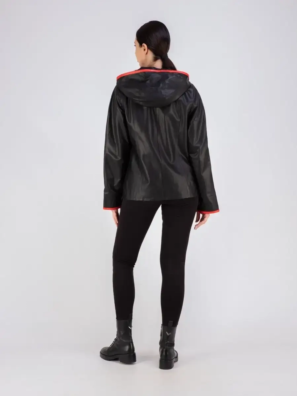 Куртка женская кожаная натуральная с капюшоном Турция