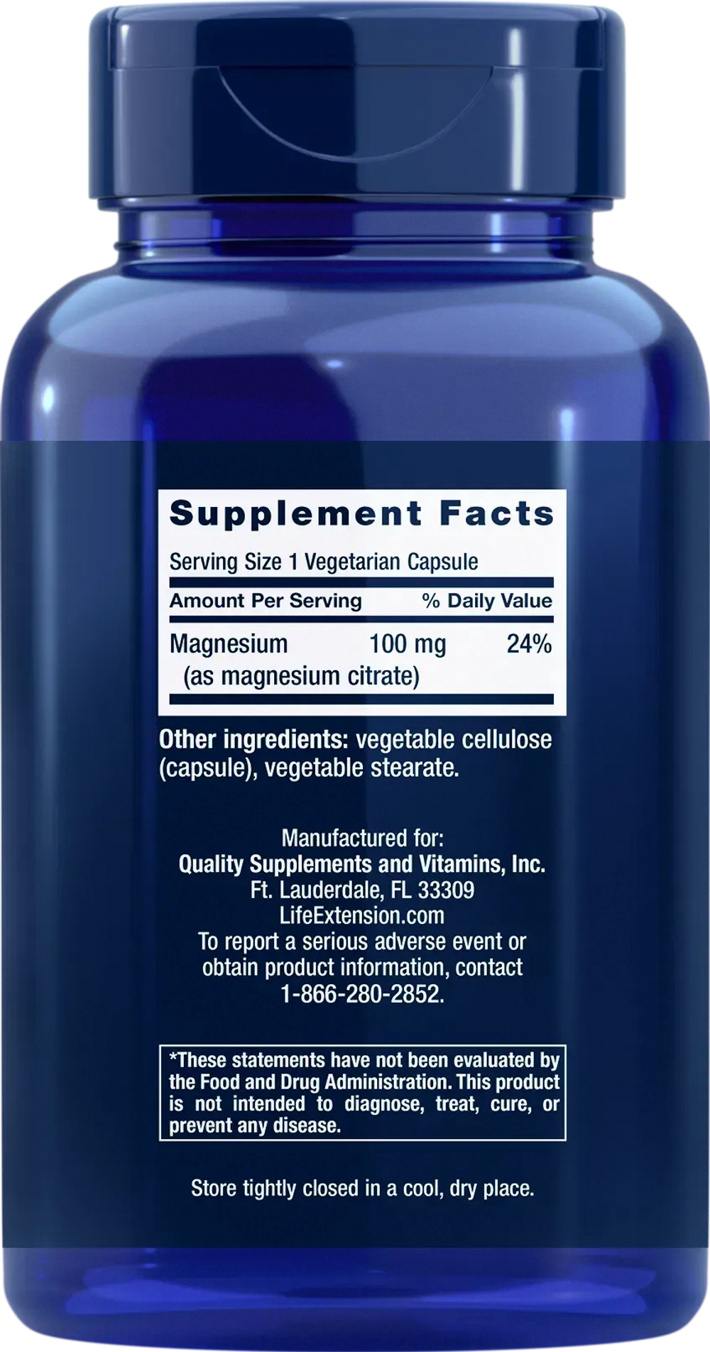 Magnesium (Citrate) 100 мг 100 капсул Life Extension