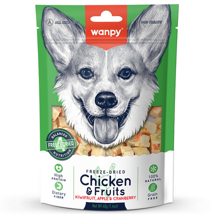 WANPY DOG Сублимированное лакомство для собак "Курица и фрукты 0,04 кг