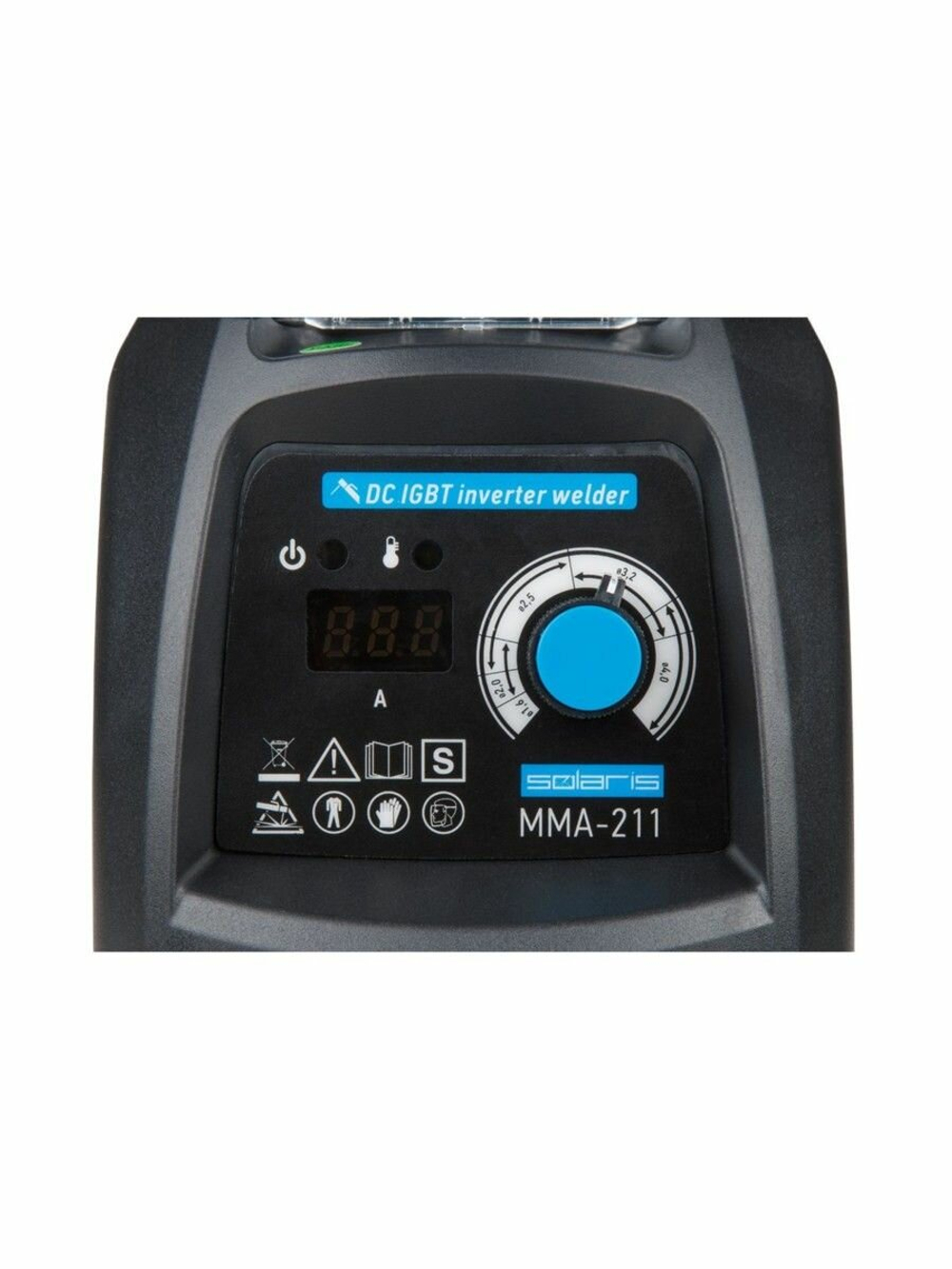 Сварочный инвертор Solaris MMA 211, ручная дуговая MMA-сварка, цифровая индикация, 20-210A, 5.6 кВ·А