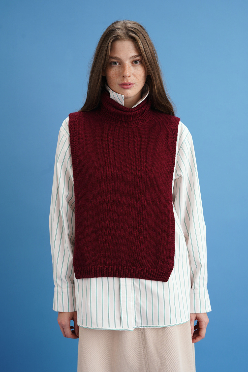 Манишка из кашемира с мериносом цвета бордо ПРЕДЗАКАЗ