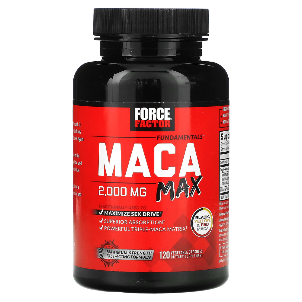Force Factor, Fundamentals, Maca Max, 120 растительных капсул