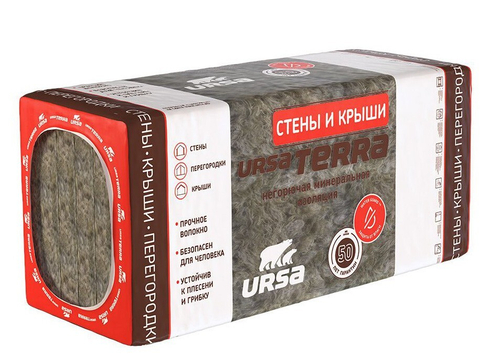 УРСА Terrfa 36PN (5 плит/уп) 1250х610х100 (3,81м2/ 0,381м3/уп) 16 кг/м3