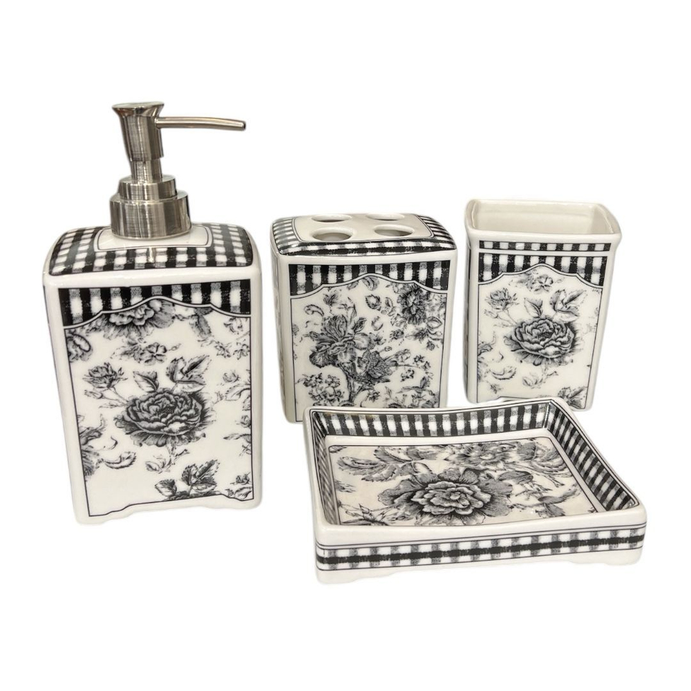 Набор для ванной чёрно-белый