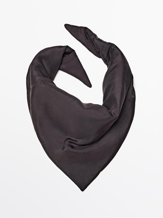 Massimo Dutti Стеганая бандана из 100% шелка, коричневый